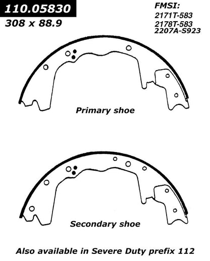 Centric Parts Drum Brake Shoe Premium 111.05830