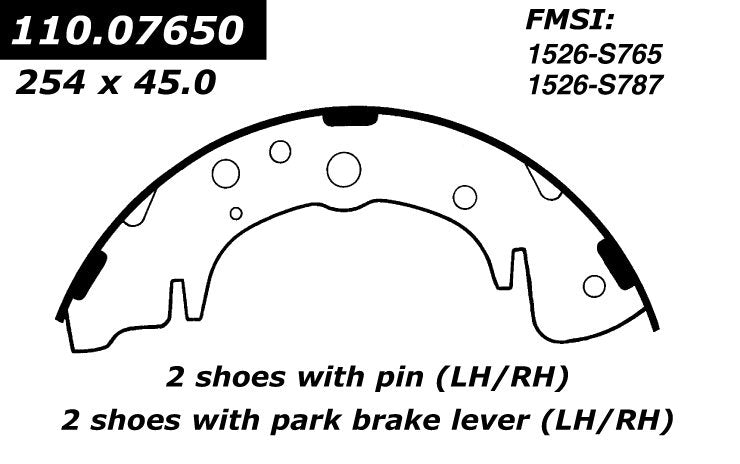 Centric Parts Drum Brake Shoe Premium 111.07650