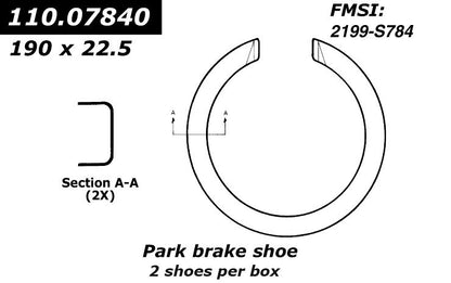 Stoptech Centric Parking Brake Shoes (2 Shoes) 111.07840