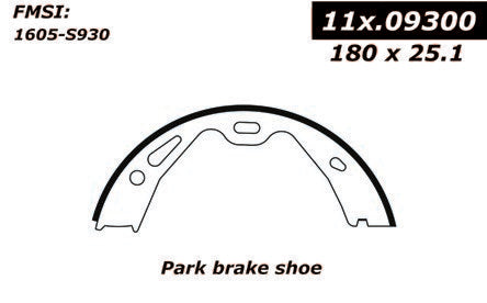 Centric Parts Parking Brake Shoe with Asbestos-Free Friction for 2007-2013 Porsche 911 Boxster Cayman 111.09300