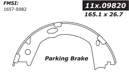 Centric Parts Parking Brake Shoe with Asbestos‑Free Friction for 2009-2017 Hyundai Azera, 2009-2015 Sonata, 2011-2016 Kia Optima 111.09820