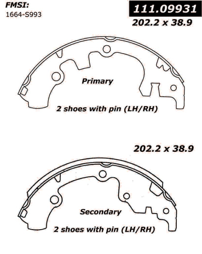 Centric Parts Premium Brake Shoes 111.09931