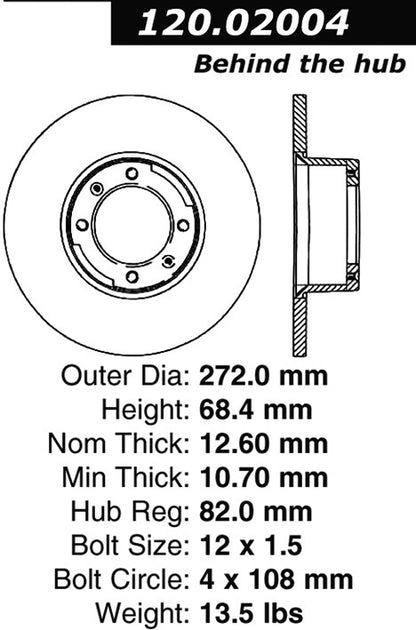 Centric Parts Disc Brake Rotor with Electrocoating finish 120.02004