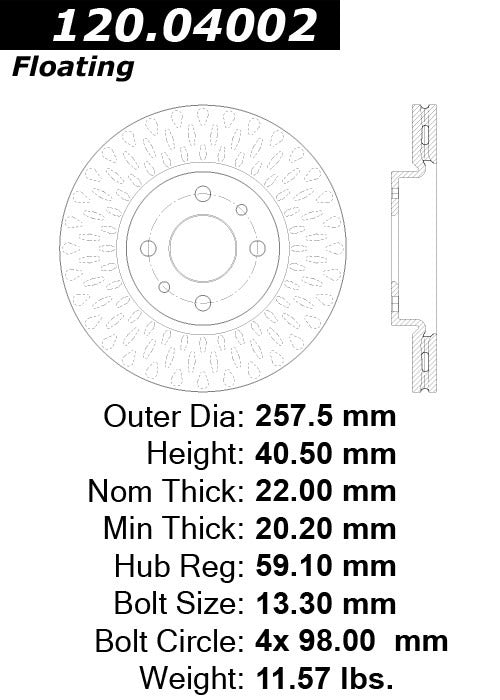 Stoptech Centric Performance Brake Rotor 120.04002