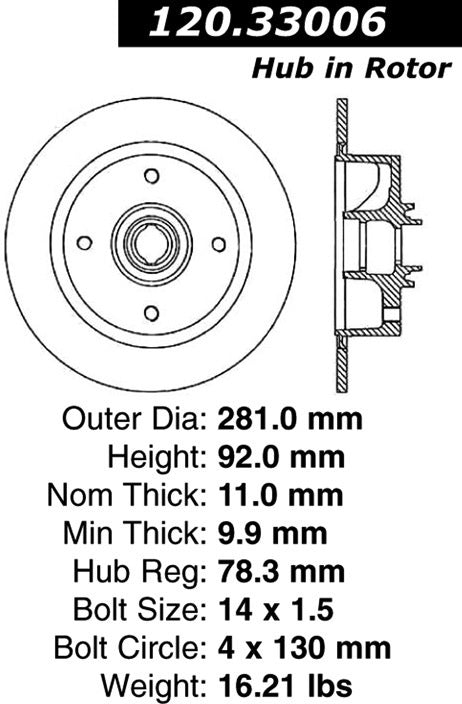 Stoptech Centric Performance Brake Rotor 120.33006
