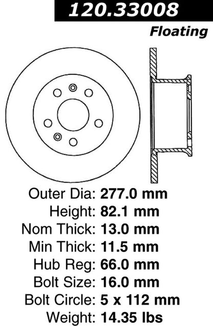 Stoptech Centric Performance Brake Rotor 120.33008