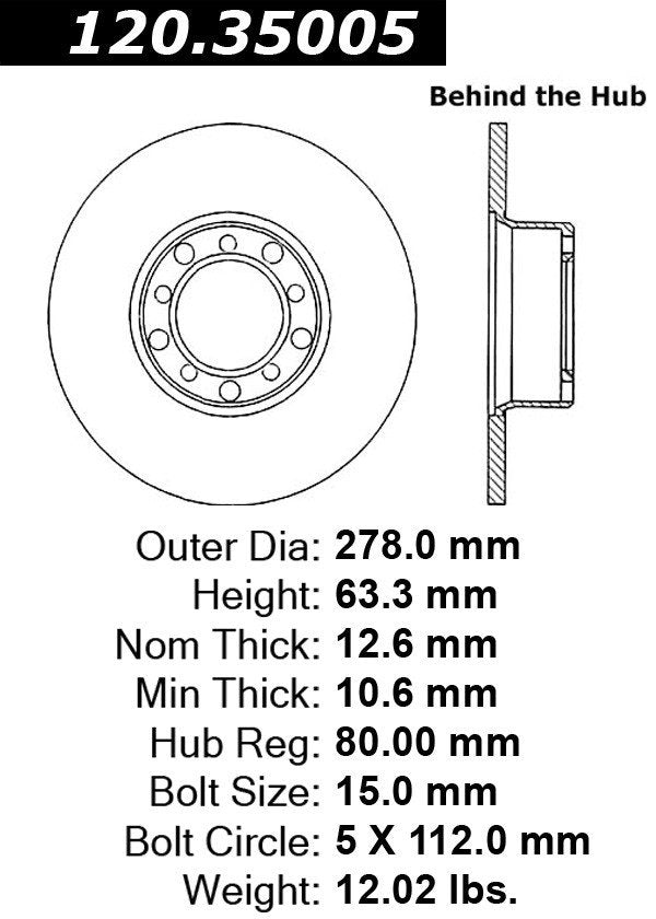 Stoptech Centric Performance Brake Rotor 120.35005