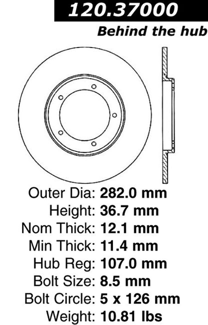 Centric Parts Disc Brake Rotor Premium with E-Coat for 1965-1976 Porsche 911 912 120.37000