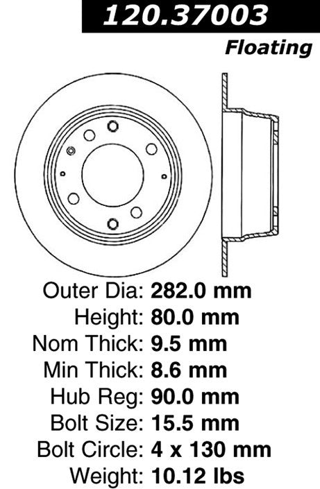 Stoptech Centric Performance Brake Rotor 120.37003