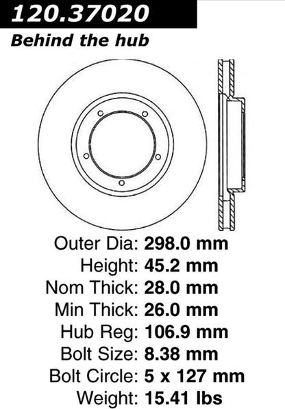 Stoptech Centric Performance Brake Rotor 120.37020