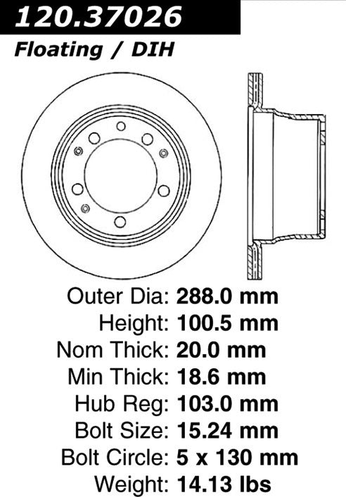 Stoptech Centric Performance Brake Rotor 120.37026