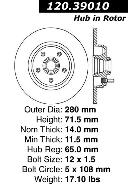 Stoptech Centric Performance Brake Rotor 120.39010
