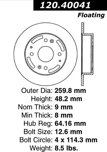 Stoptech Centric Performance Brake Rotor 120.40041