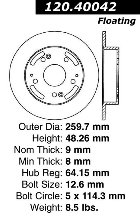 Centric Parts Disc Brake Rotor Premium E-Coat for 1997-2001 Acura Integra 120.40042
