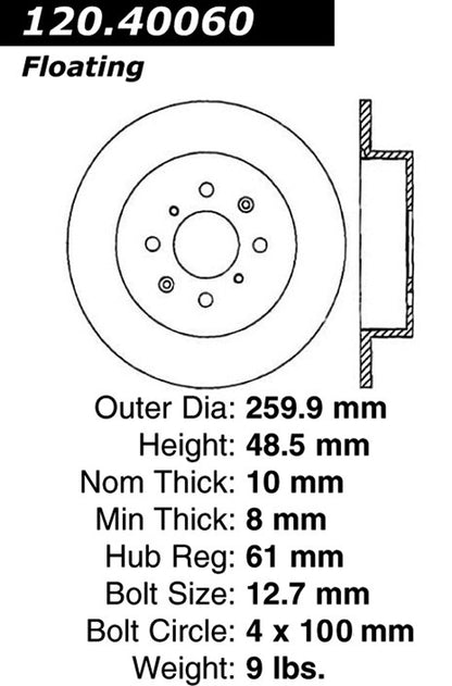 Centric Parts Disc Brake Rotor with Electrocoating Finish for 120.40060
