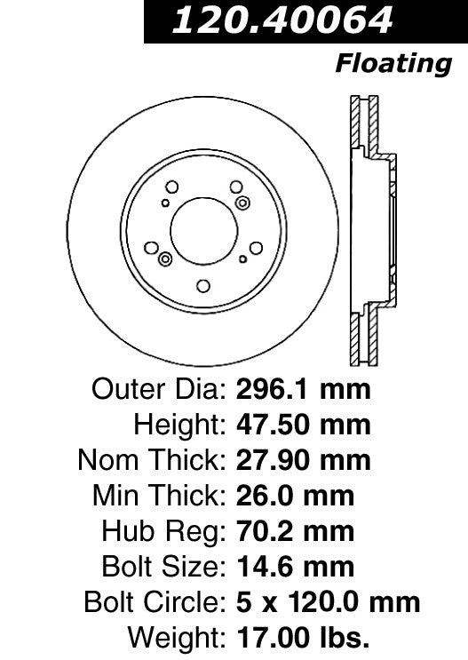 Centric Parts Disc Brake Rotor with Electrocoating for 120.40064