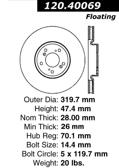 Centric Parts Disc Brake Rotor with Electrocoating 120.40069
