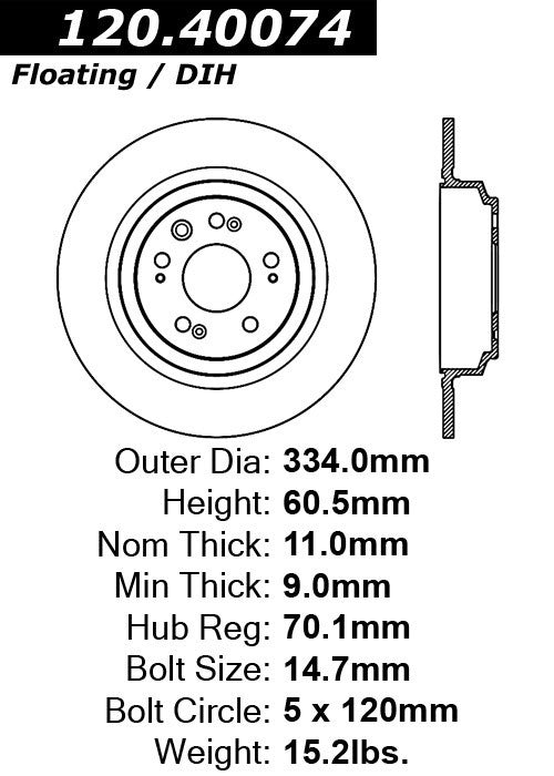 Stoptech Centric Performance Brake Rotor 120.40074