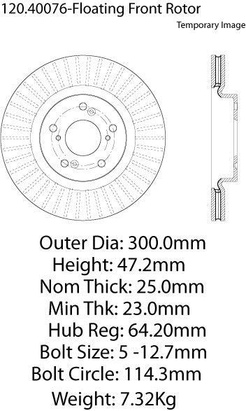 Stoptech Centric Performance Brake Rotor 120.40076