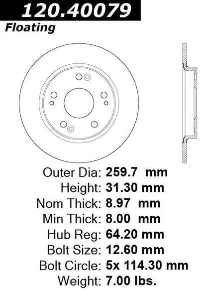 Centric Parts Disc Brake Rotor with Electrocoating for 120.40079