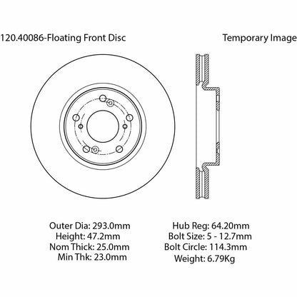 Centric Parts Disc Brake Rotor with Electrocoating finish 120.40086