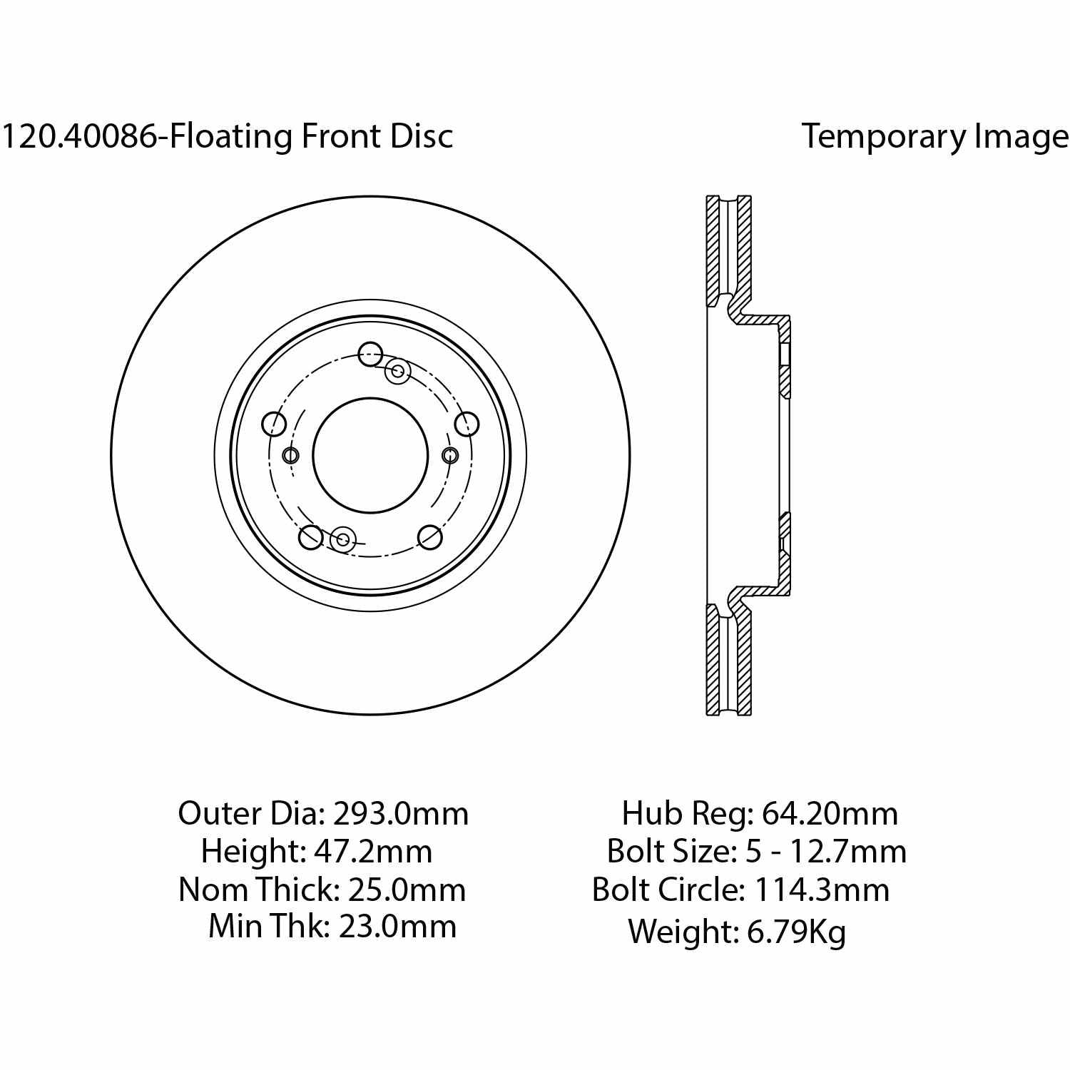 Stoptech Centric Honda 292mm Premium Brake Rotor 120.40086