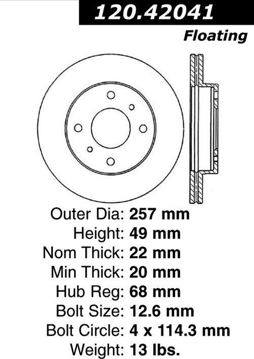 Stoptech Centric Performance Brake Rotor 120.42041
