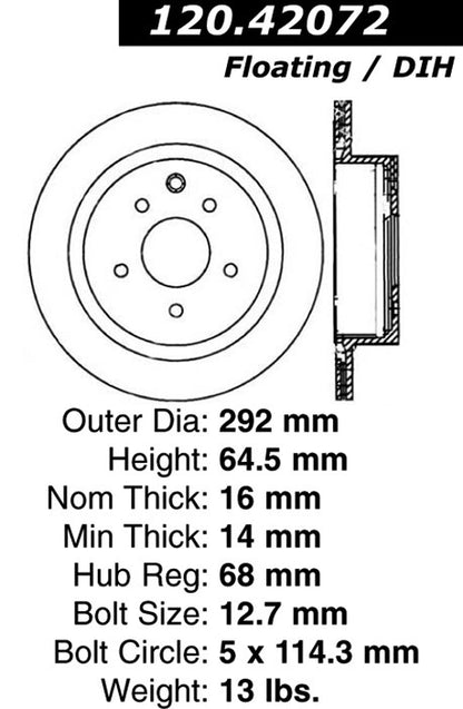 Stoptech Centric Performance Brake Rotor 120.42072