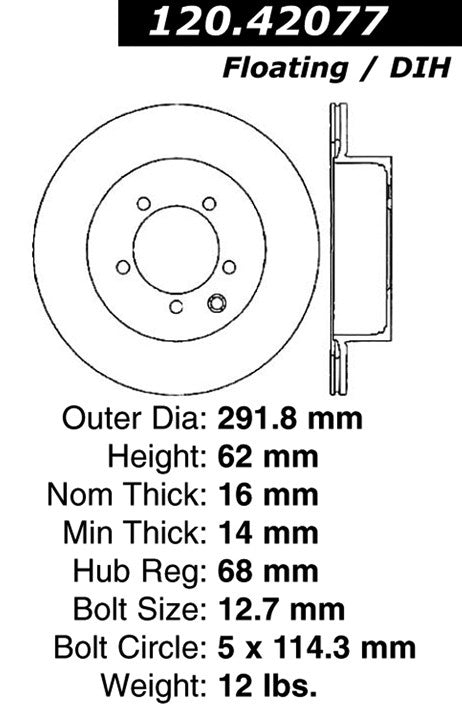 Centric Parts Disc Brake Rotor Premium with painted hat and edge for corrosion resistance for 2003-2005 Infiniti G35, Nissan 350Z 120.42077