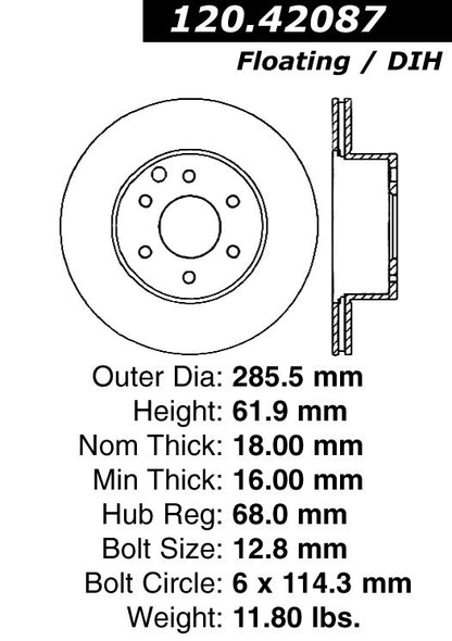 Centric Parts Disc Brake Rotor Premium with Anti-corrosive paint for 2005-2022 Nissan Frontier, 2005-2015 Xterra, 2009-2012 Suzuki Equator 120.42087
