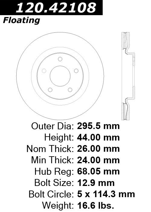 Centric Parts Disc Brake Rotor Premium E-Coat 120.42108
