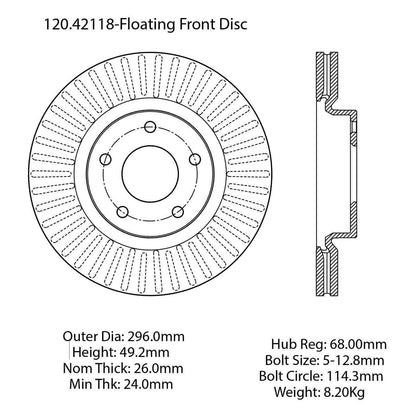 Centric Parts Disc Brake Rotor Premium with E-Coat 120.42118