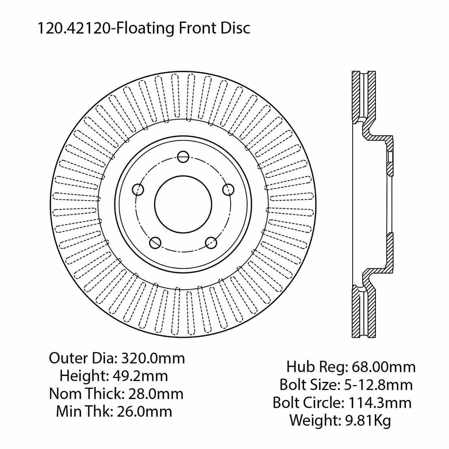 Stoptech Centric 13-15 Nissan Pathfinder Front Performance Rotor 120.42120