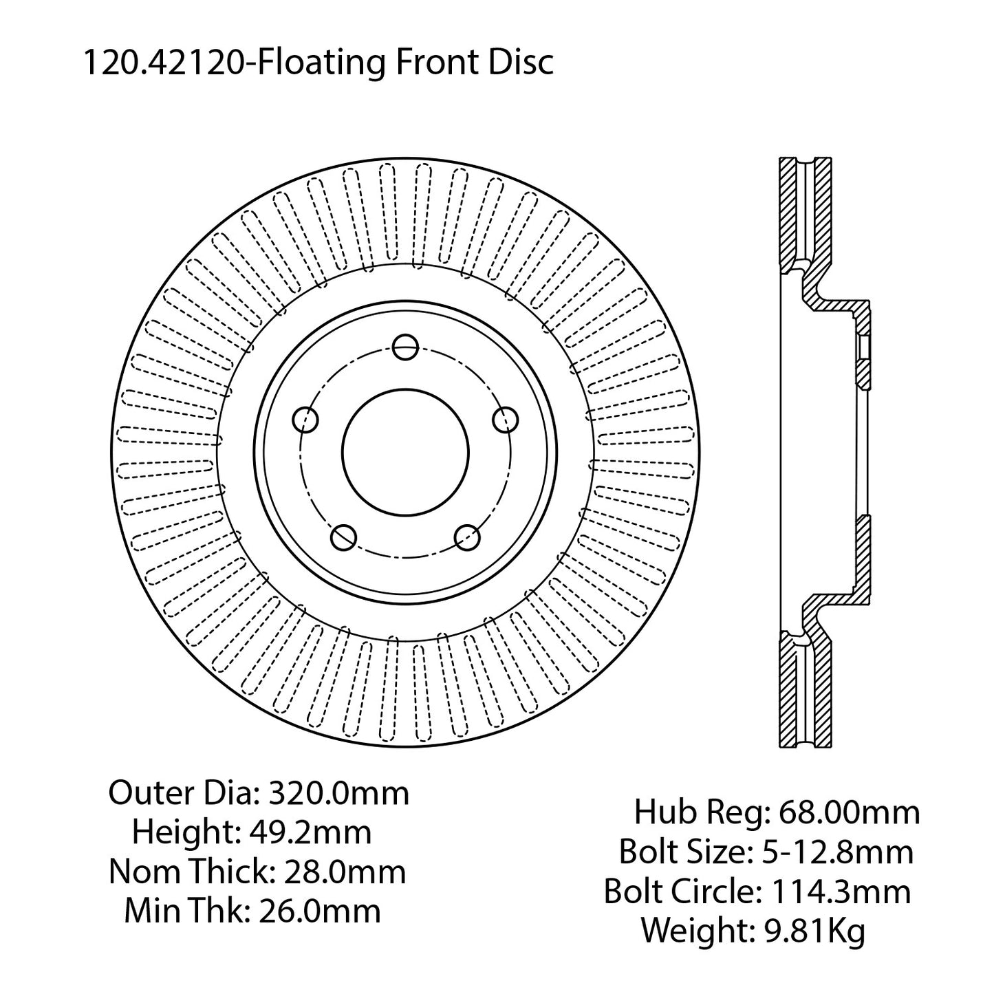 Stoptech Centric 13-15 Nissan Pathfinder Front Performance Rotor 120.42120