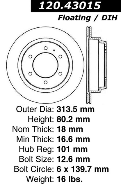 Stoptech Centric Performance Brake Rotor 120.43015