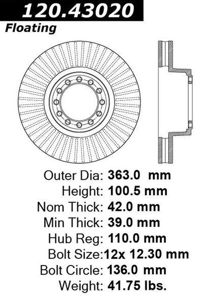 Centric Parts Disc Brake Rotor Premium with E-Coat anti-corrosive 120.43020