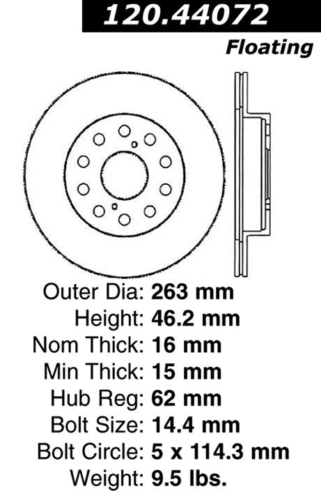 Stoptech Centric Performance Brake Rotor 120.44072