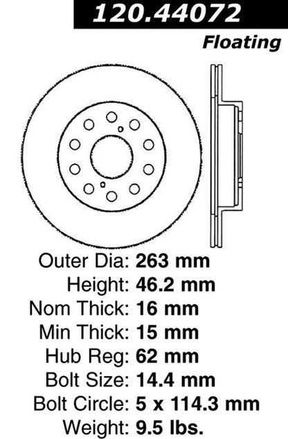 Stoptech Centric Performance Brake Rotor 120.44072