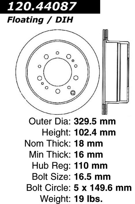 Stoptech Centric Performance Brake Rotor 120.44087