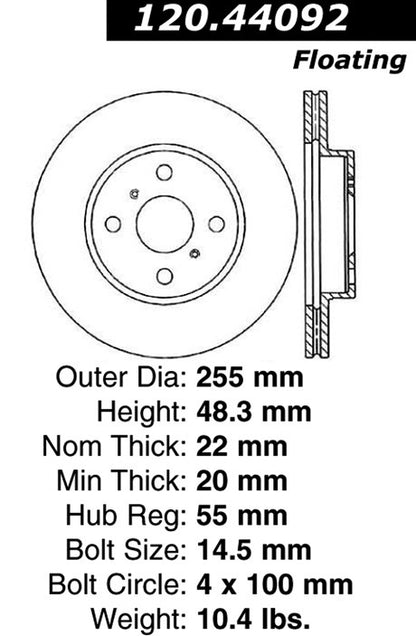 Stoptech Centric Performance Brake Rotor 120.44092