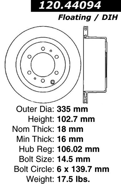 Centric Parts Disc Brake Rotor Premium with E-Coat anti-corrosive coating 120.44094