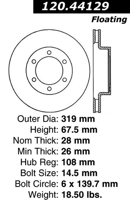 Stoptech Centric Performance Brake Rotor 120.44129