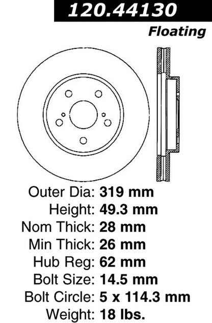 Stoptech Centric Performance Brake Rotor 120.44130