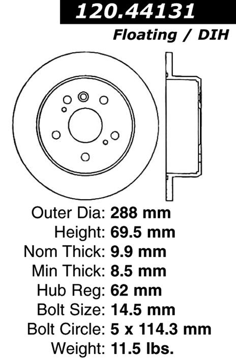 Stoptech Centric Performance Brake Rotor 120.44131