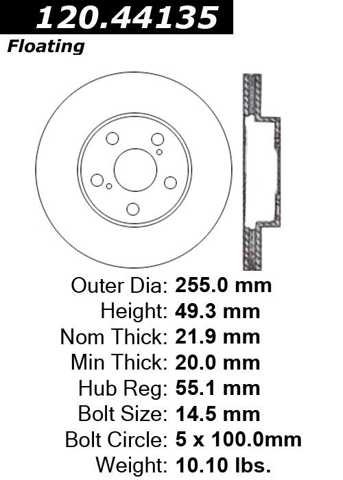 Centric Parts Disc Brake Rotor Premium with E-Coat anti-corrosive 120.44135