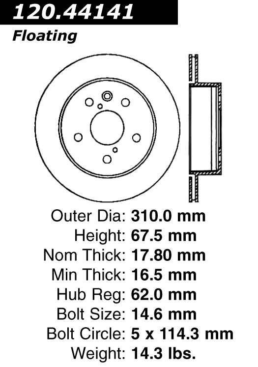 Stoptech Centric Performance Brake Rotor 120.44141