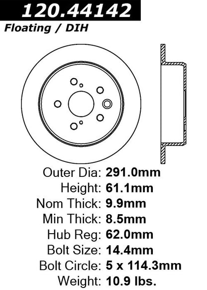 Centric Parts Disc Brake Rotor Premium E-Coat 120.44142