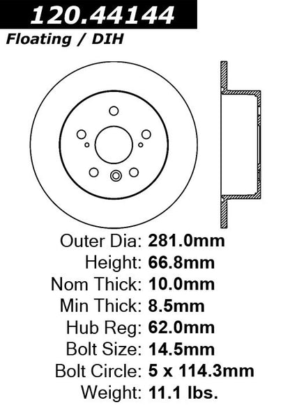 Centric Parts Disc Brake Rotor Premium E-Coat 120.44144