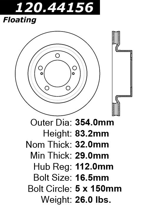 Stoptech Centric Performance Brake Rotor 120.44156