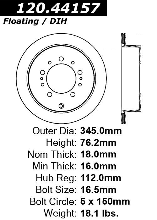 Centric Parts Disc Brake Rotor Premium with E-Coat anti-corrosive coating for 120.44157